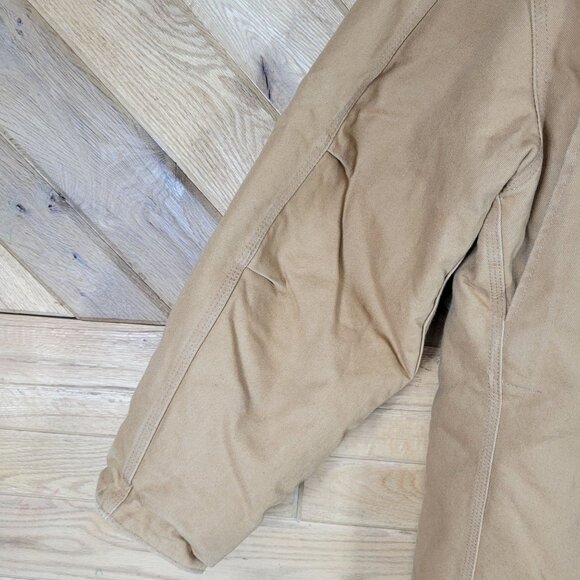 Carhartt Mens XL Tan Duck Canvas Work Jacket Corduroy Collar Quilted Lining - Picture 12 of 16